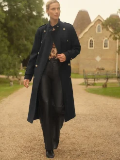 Noir - Manteau Love & Roses enveloppant à col cheminée