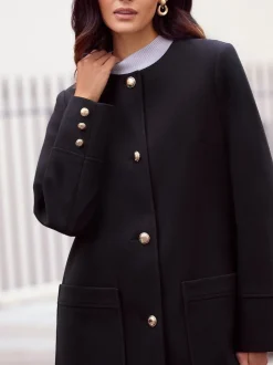 Noir - Manteau mi-long Friends Like These boutonné élégant
