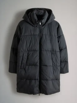 Noir - Manteau mi-long matelassé The Set long à capuche