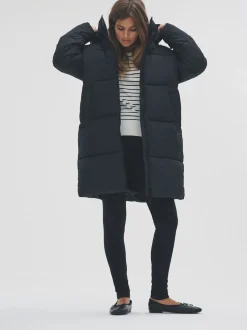 Noir - Manteau mi-long matelassé The Set long à capuche