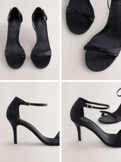 Noir - Mini sandales Forever Comfort® en satin à talons avec nœud