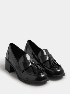 Noir - Mocassins à talons Yours Curve coupe extra large