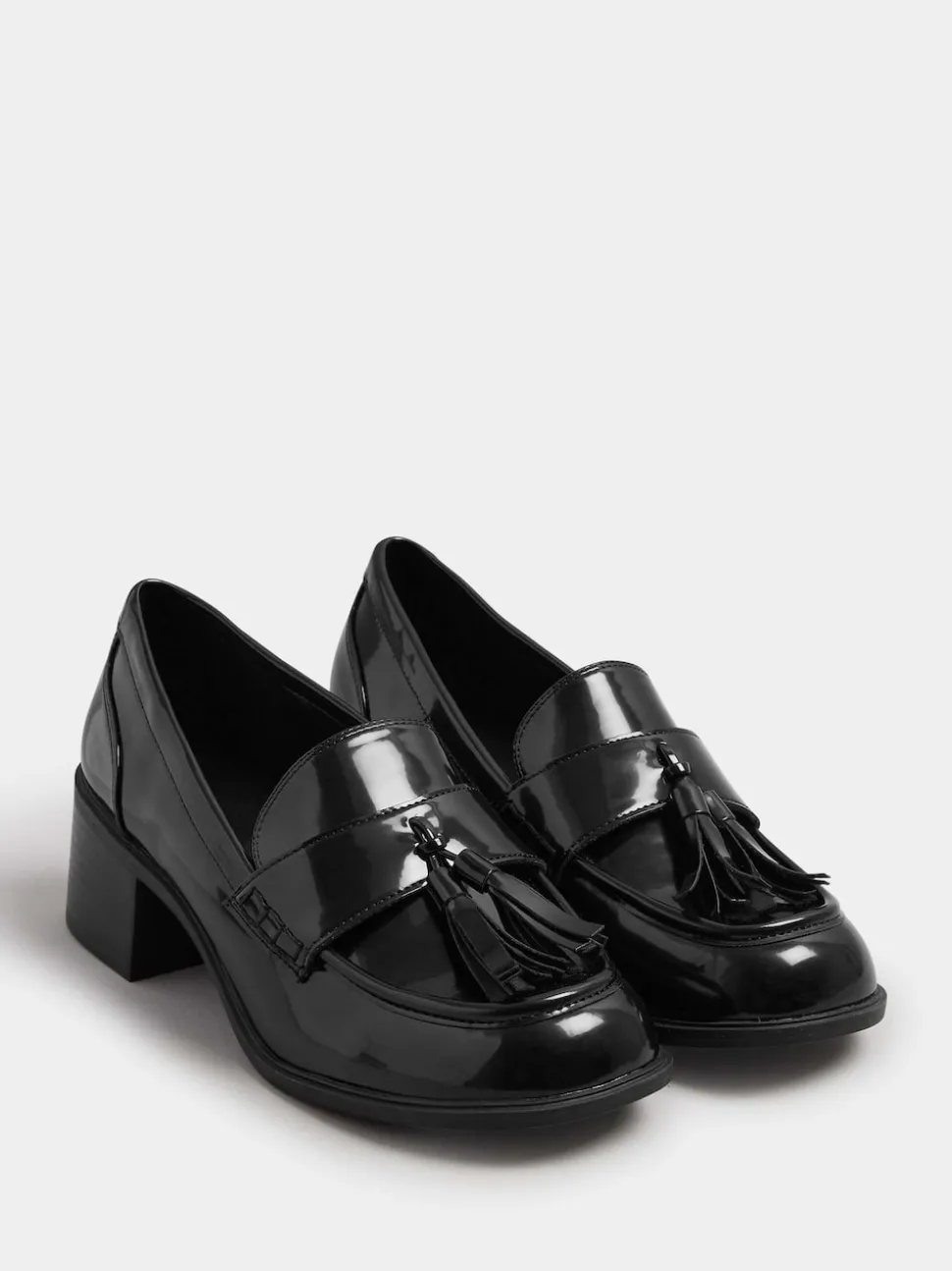 Noir - Mocassins à talons Yours Curve coupe extra large