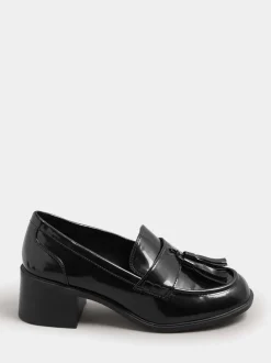 Noir - Mocassins à talons Yours Curve coupe extra large