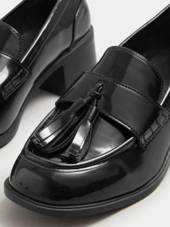 Noir - Mocassins à talons Yours Curve coupe extra large