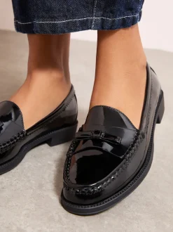 Noir - Mocassins Friends Like These Comfort nœud habillés en similicuir verni