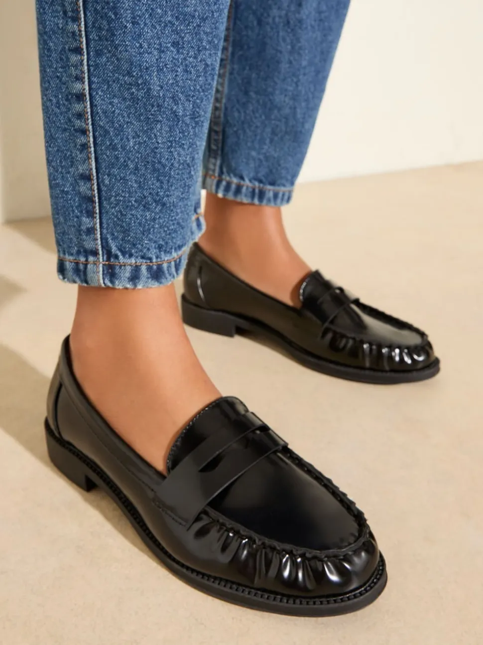Noir - Mocassins Friends Like These plats froncés et confortables à enfiler
