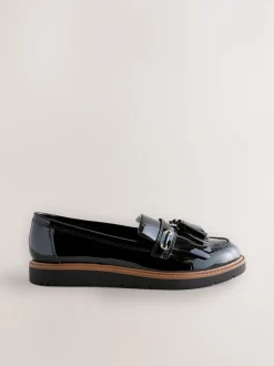 Noir - Mocassins épais vernissés à glands