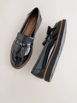 Noir - Mocassins épais vernissés à glands