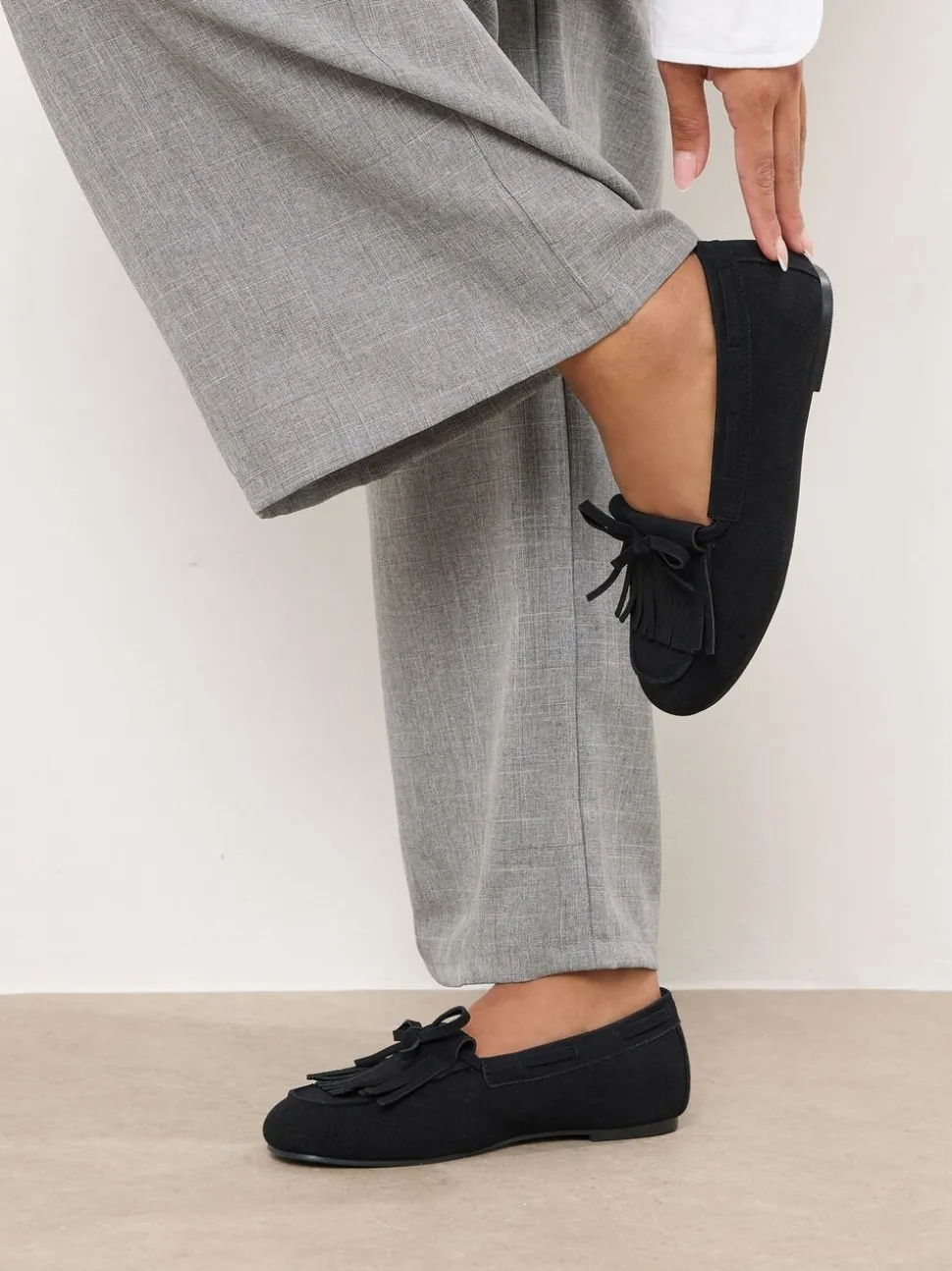 Noir - Mocassins Yours Curve à franges extra larges