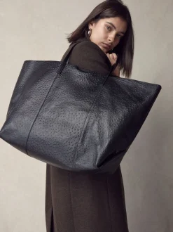 Noir - N. Premium grand Sac shopping en cuir