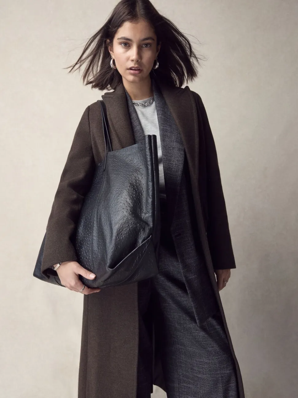 Noir - N. Premium grand Sac shopping en cuir