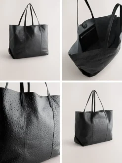 Noir - N. Premium grand Sac shopping en cuir