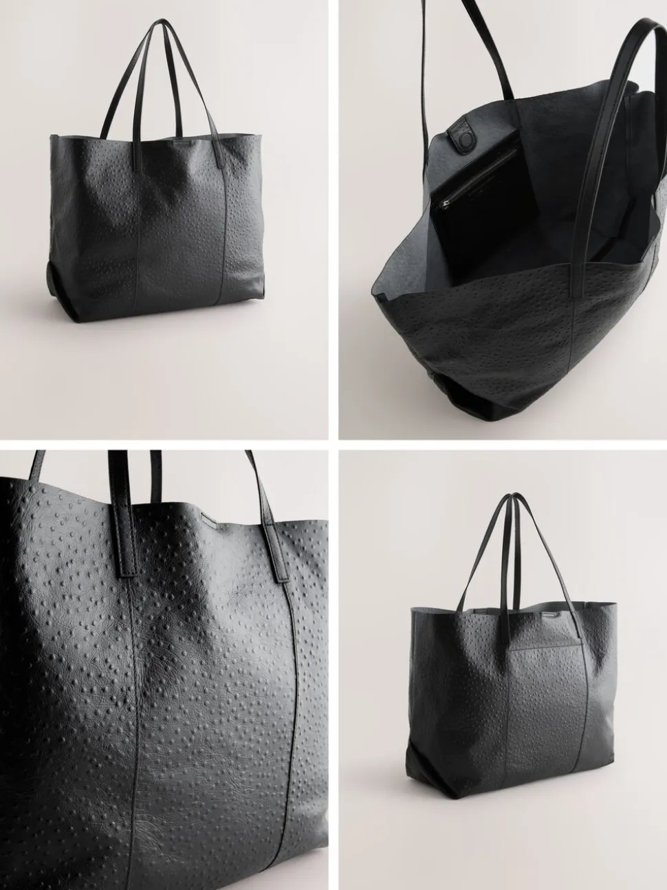 Noir - N. Premium grand Sac shopping en cuir