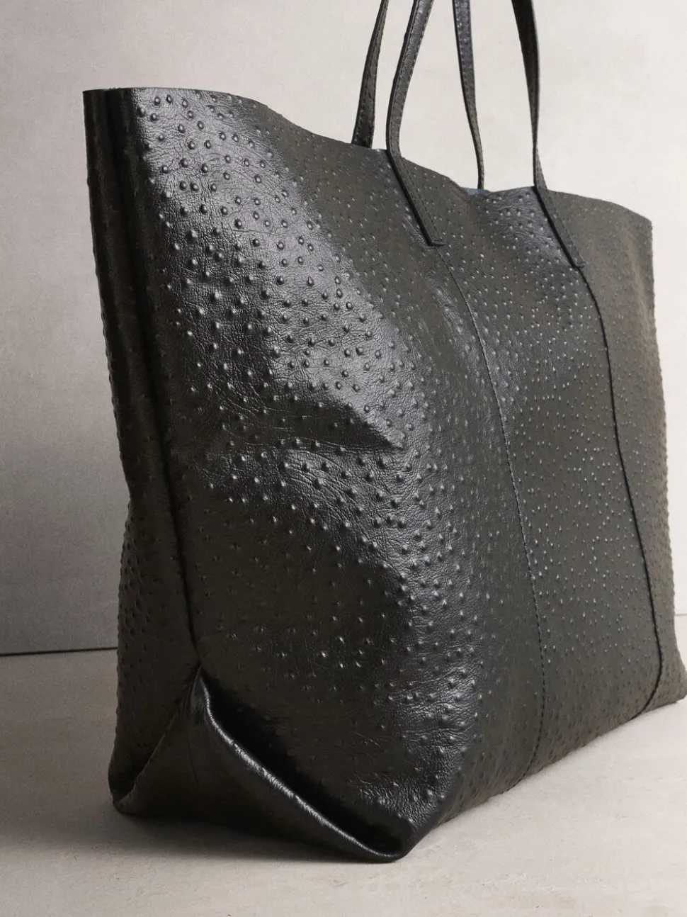 Noir - N. Premium grand Sac shopping en cuir