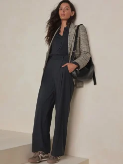 Noir - N. Premium Pantalons Habillés Jambe large en jersey