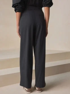 Noir - N. Premium Pantalons Habillés Jambe large en jersey