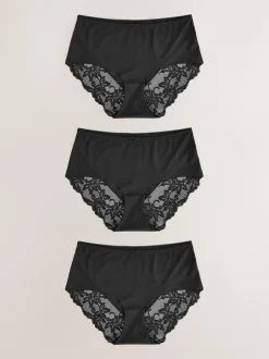Noir - No VPL Lace Back Briefs 3 Pack