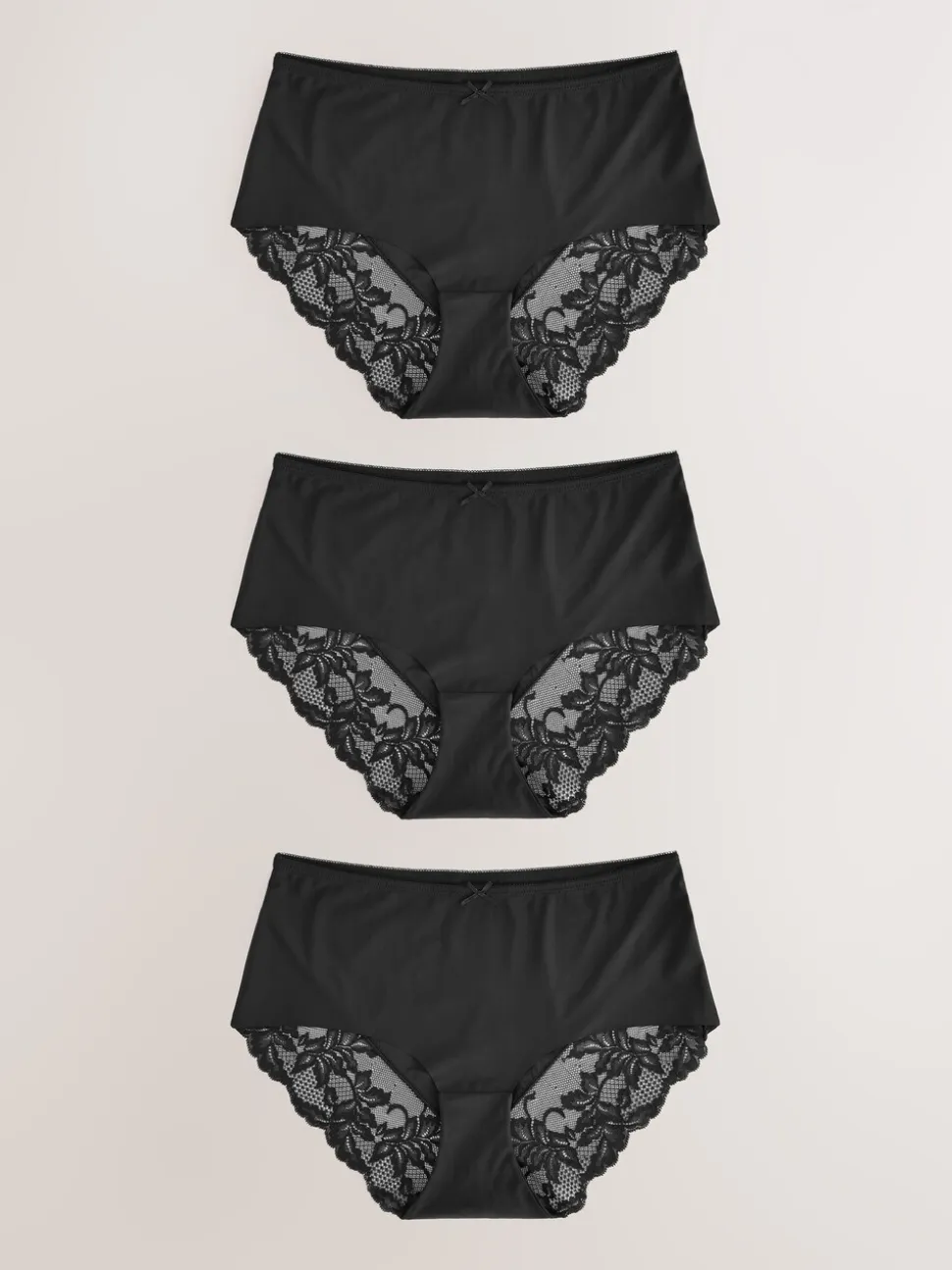 Noir - No VPL Lace Back Briefs 3 Pack