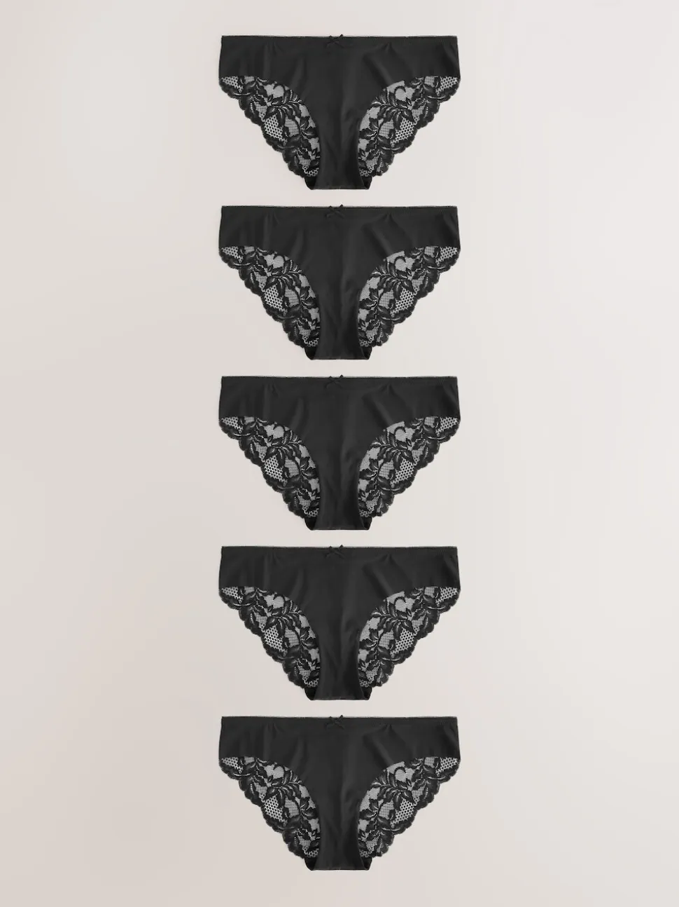 Noir - No VPL Lace Back Briefs 5 Pack