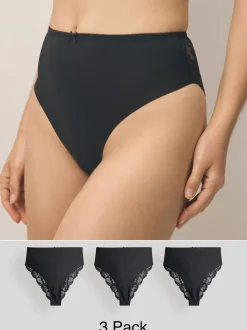 Noir - No VPL Lace Back Briefs 3 Pack