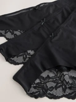 Noir - No VPL Lace Back Briefs 3 Pack