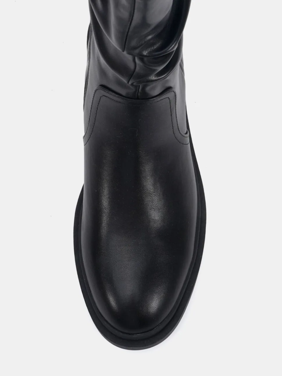 Noir - Novo bottes mollets froncées plates douces Coupe large