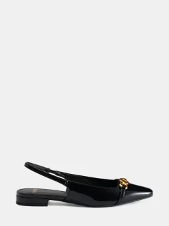 Noir - Novo Colish Hardware Slingback Chaussures plates