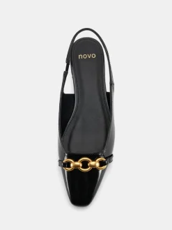 Noir - Novo Colish Hardware Slingback Chaussures plates