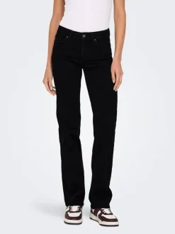Noir - Only Jeans coupe droite blush taille mi-haute avec super extensible