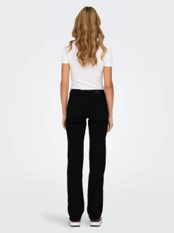 Noir - Only Jeans coupe droite blush taille mi-haute avec super extensible