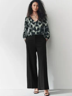 Noir - Pantalon ajusté coupe large