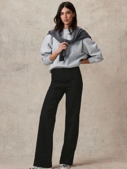 Noir - Pantalon ample en jersey point de Rome lissant