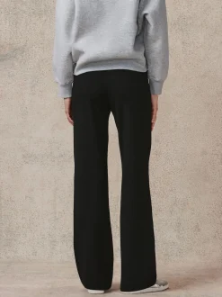 Noir - Pantalon ample en jersey point de Rome lissant