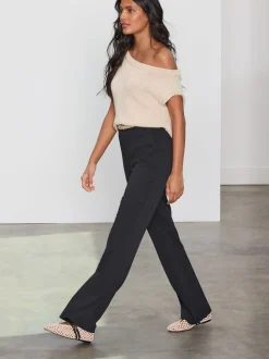 Noir - Pantalon bootcut habillé