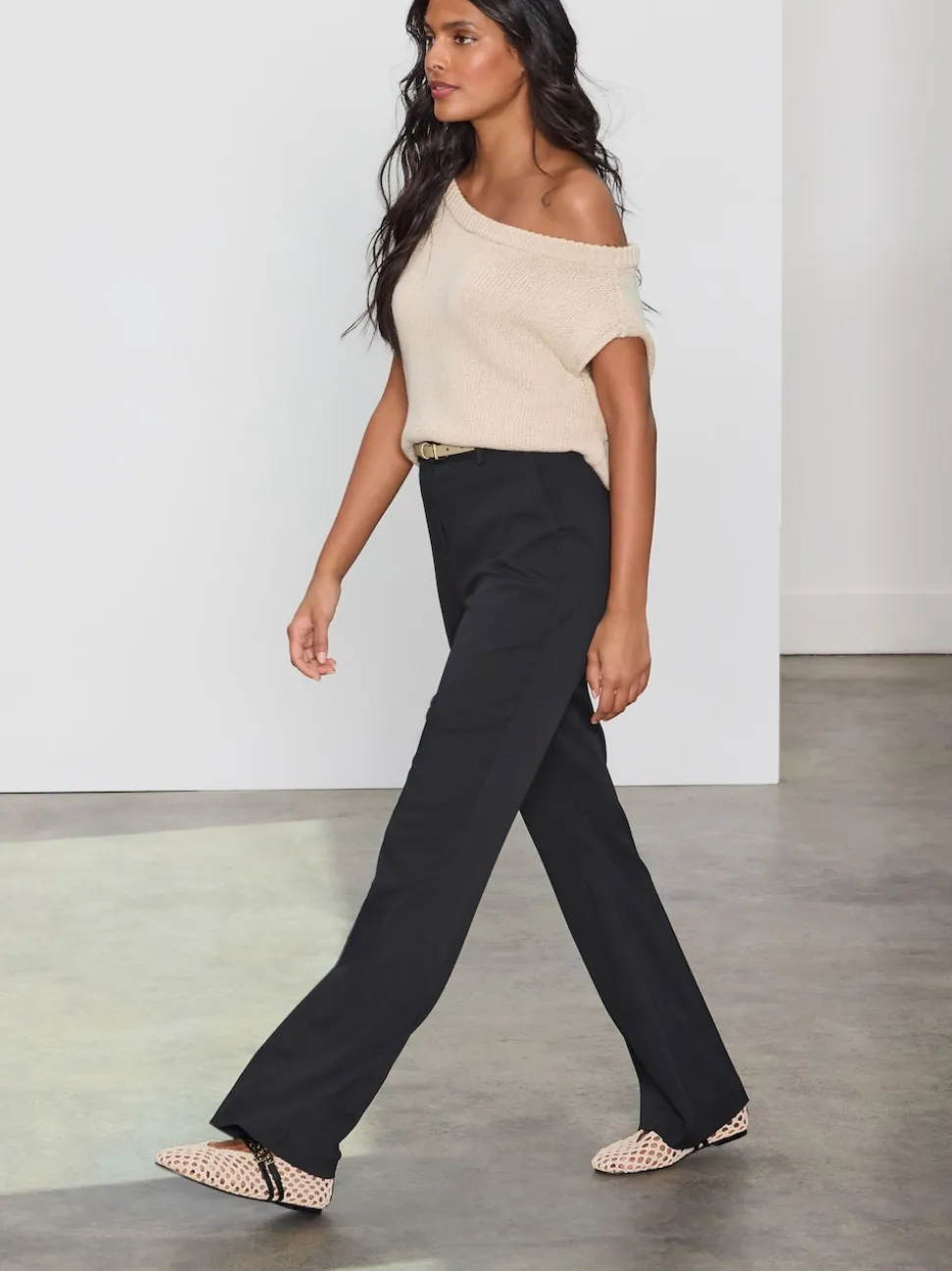 Noir - Pantalon bootcut habillé