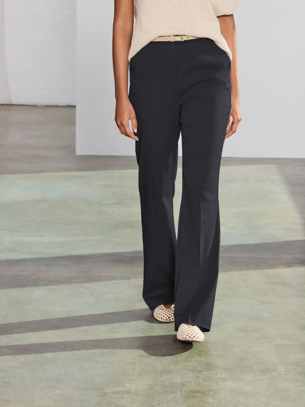 Noir - Pantalon bootcut habillé