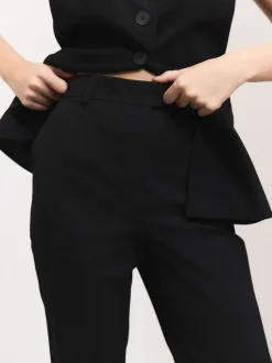 Noir - Pantalon bootcut habillé avec laine
