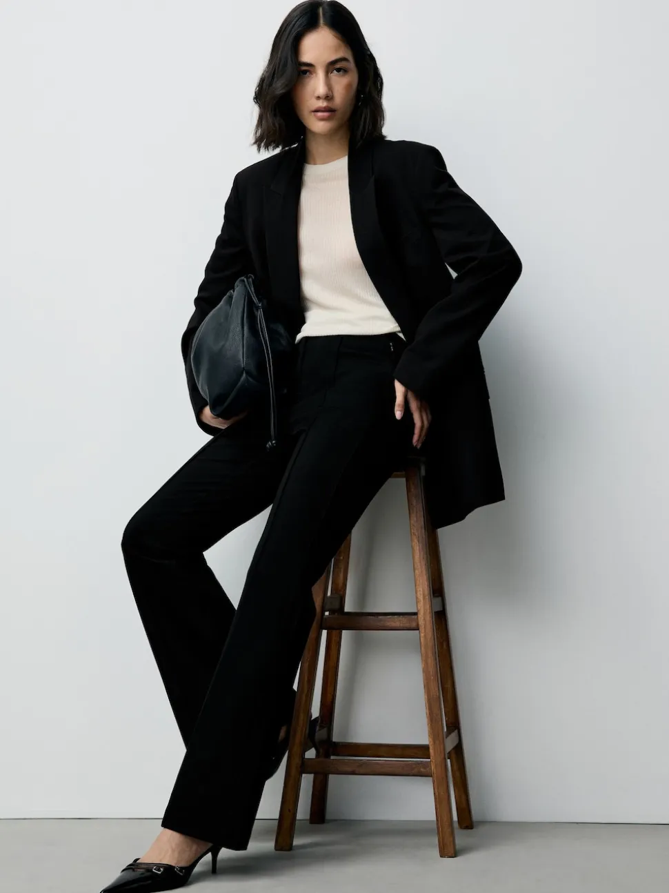 Noir - Pantalon bootcut sculptant