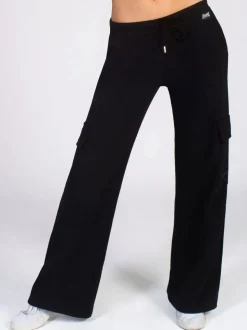 Noir - Pantalon de jogging large cargo femme