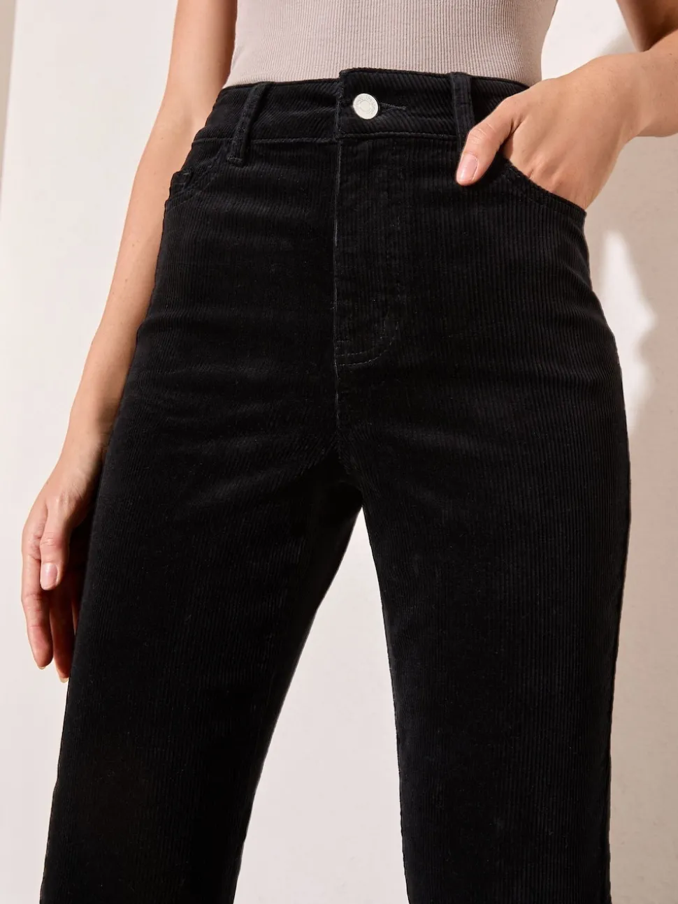 Noir - Pantalon Friends Like These bootcut en velours côtelé