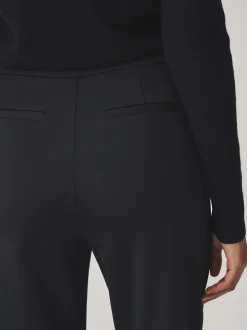 Noir - Pantalon large en Ponte avec boutons dorés