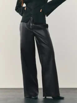 Noir - Pantalon large en similicuir Nodinary