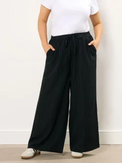 Noir - Pantalon large Yours Curve froissé