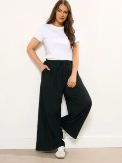Noir - Pantalon large Yours Curve froissé