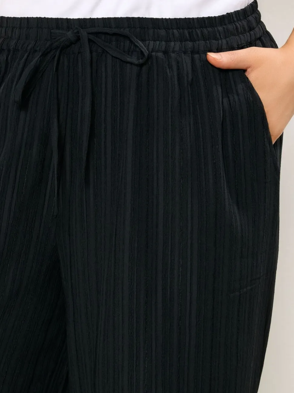 Noir - Pantalon large Yours Curve froissé