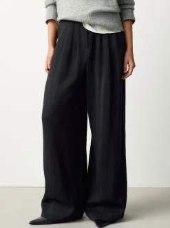 Noir - Pantalon plissé ultra-large
