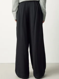 Noir - Pantalon plissé ultra-large