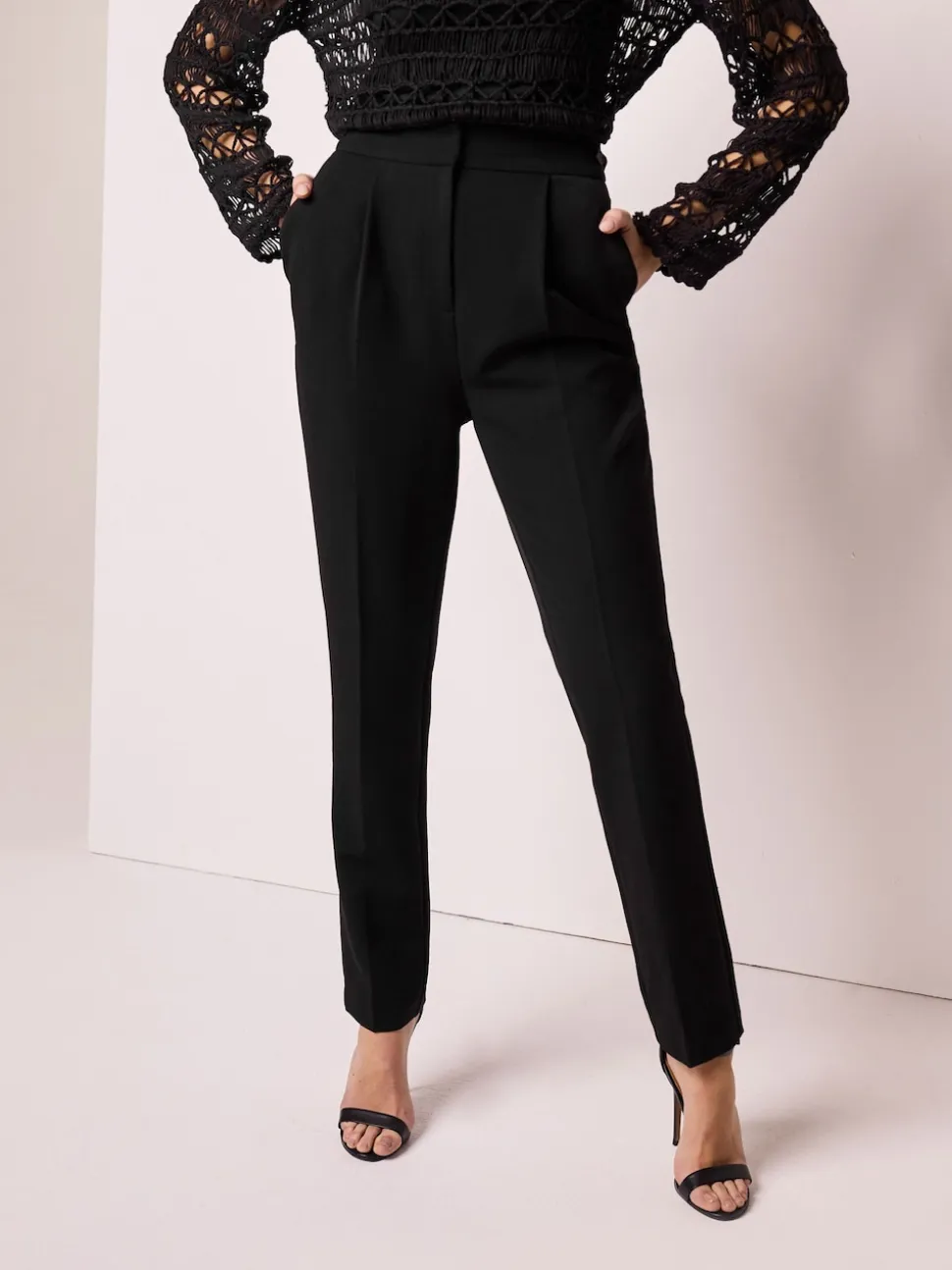 Noir - Pantalon sablier ajusté