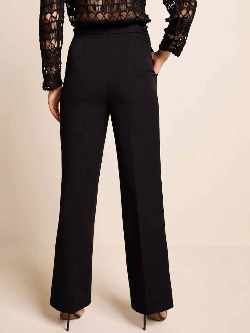 Noir - Pantalon sablier ajusté